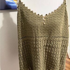 Source Unknown Sage Green Crochet Tee